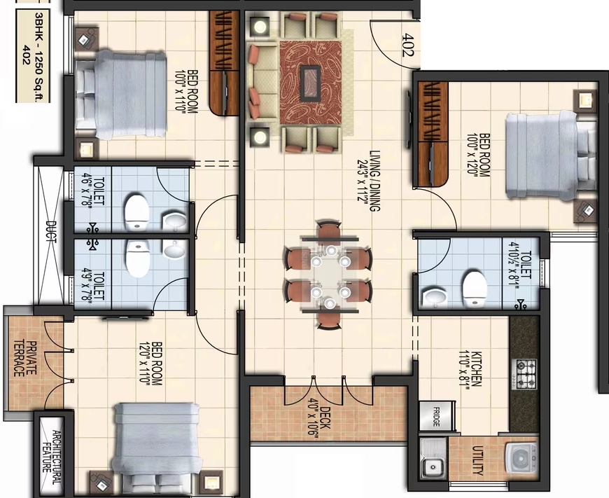 3 BHK Flat in Green Aalam in Perungudi, Chennai - Image 913829