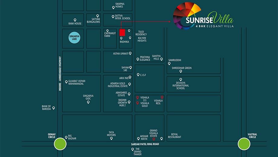 Location of Sunrise Villa in Singarwa, Ahmedabad - Image 393993