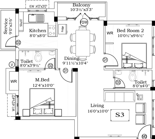 2 BHK Flat in Marutham Karthik in Thiruvanmiyur, Chennai - Image 913862