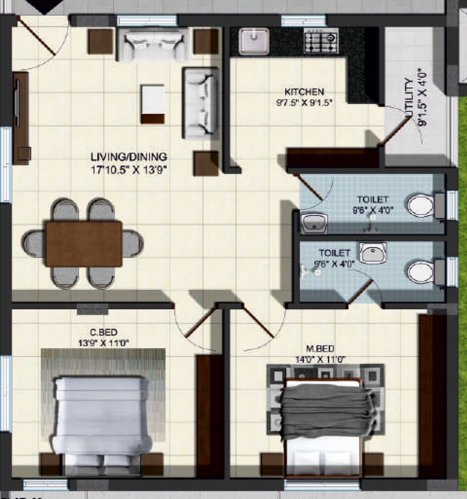 2 BHK Flat in GK Silver Leaf in Yapral, Hyderabad - Image 913860