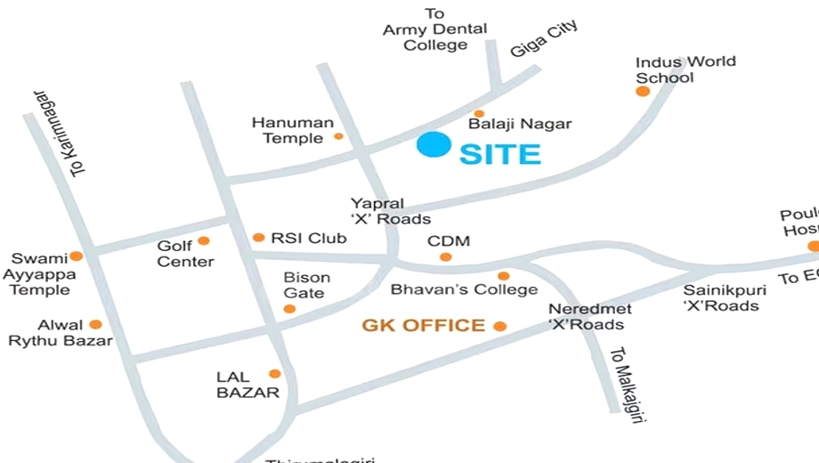 Location of GK Habitat Royale in Yapral, Hyderabad - Image 393729