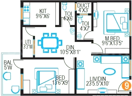 2 BHK Flat in Modi Gulmohar Gardens in Mallapur, Hyderabad - Image 913847