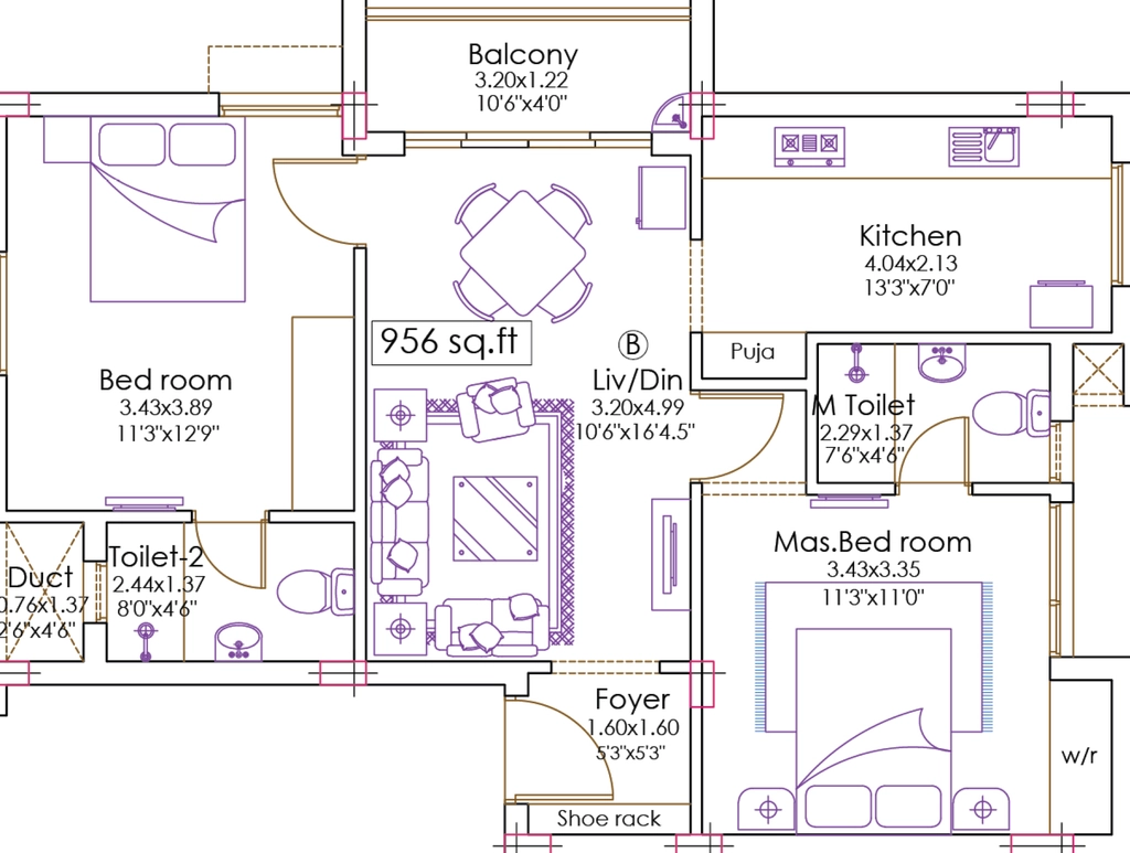 2 BHK Flat in Marutham Rhythm in Kodambakkam, Chennai - Image 913875