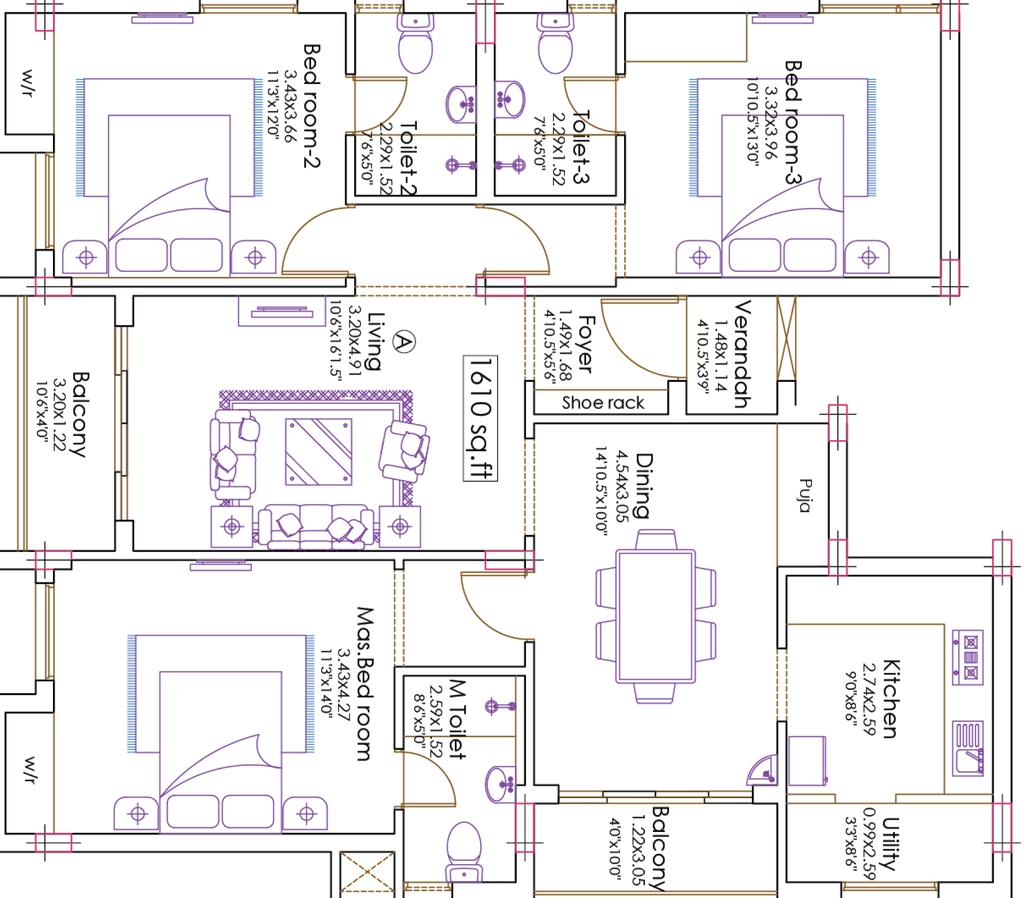 3 BHK Flat in Marutham Rhythm in Kodambakkam, Chennai - Image 913876