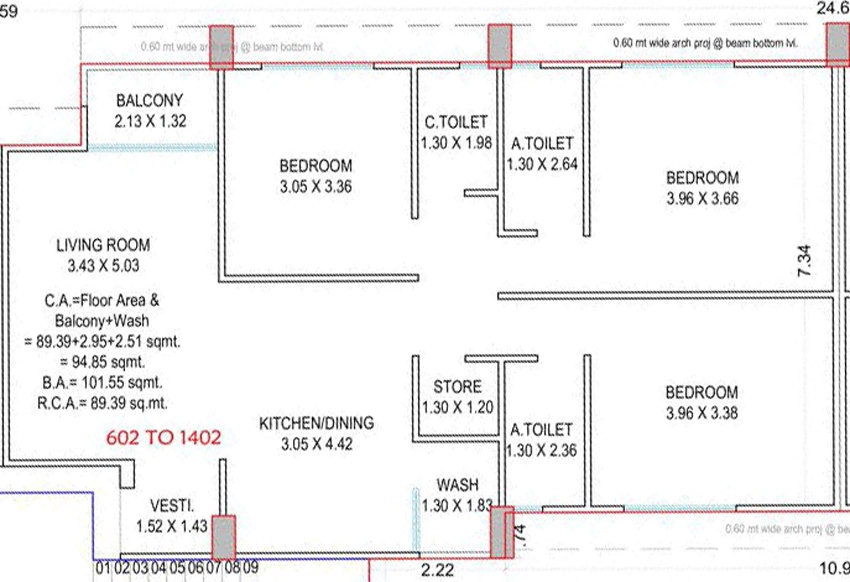 3 BHK Flat in Vasudeva Keshav Heights in Jahangirpura, Surat - Image 914376