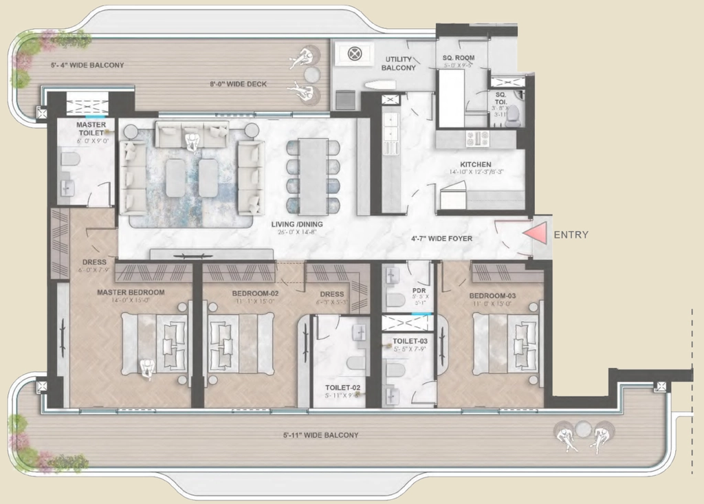 3 BHK Flat in Smartworld Residences in Sector 98, Noida - Image 913983
