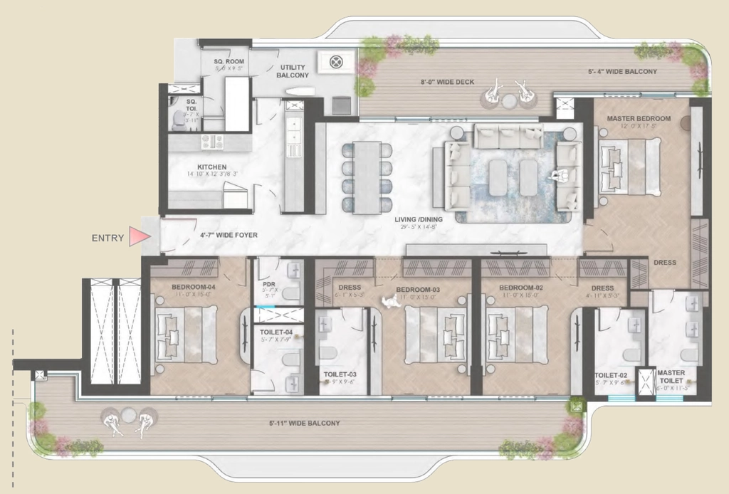 4 BHK Flat in Smartworld Residences in Sector 98, Noida - Image 913984
