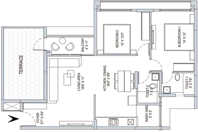 2 BHK Flat in Arvind Skycrest in Gottigere, Bangalore - Image 914212