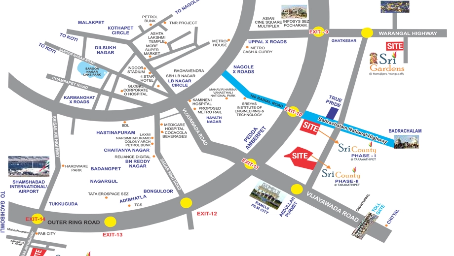 Location of Sri County Phase 2 in Hayathnagar, Hyderabad - Image 394281
