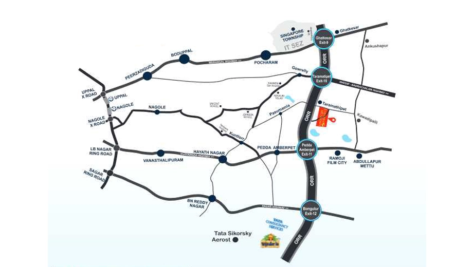 Location of Muddana Eastern Meadows in Hayathnagar, Hyderabad - Image 394200