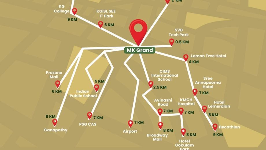 Location of Adissia MK Grand in Kalapatti, Coimbatore - Image 394049