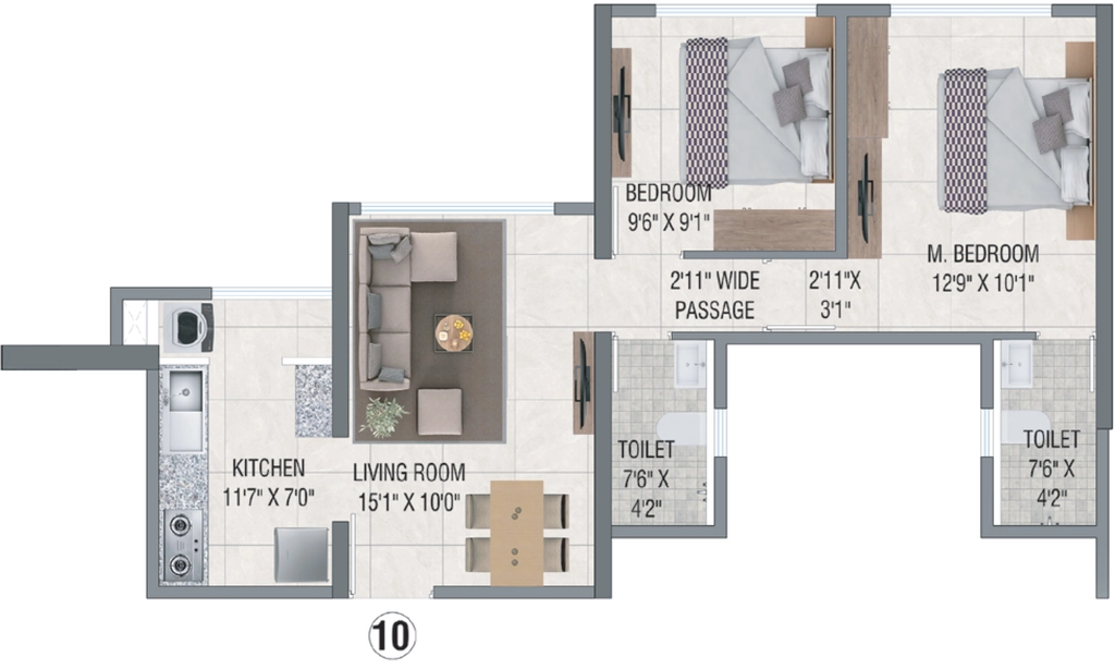 2 BHK Flat in Damji Mahavir Vsta in Pokhran, Thane - Image 914381