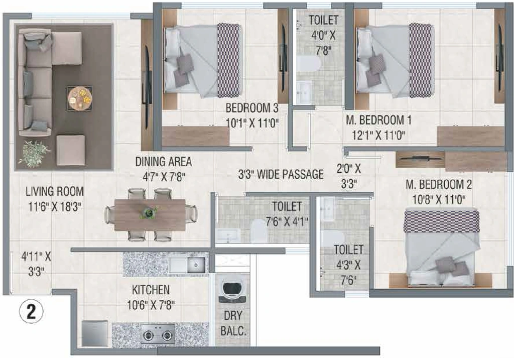 3 BHK Flat in Damji Mahavir Vsta in Pokhran, Thane - Image 914382