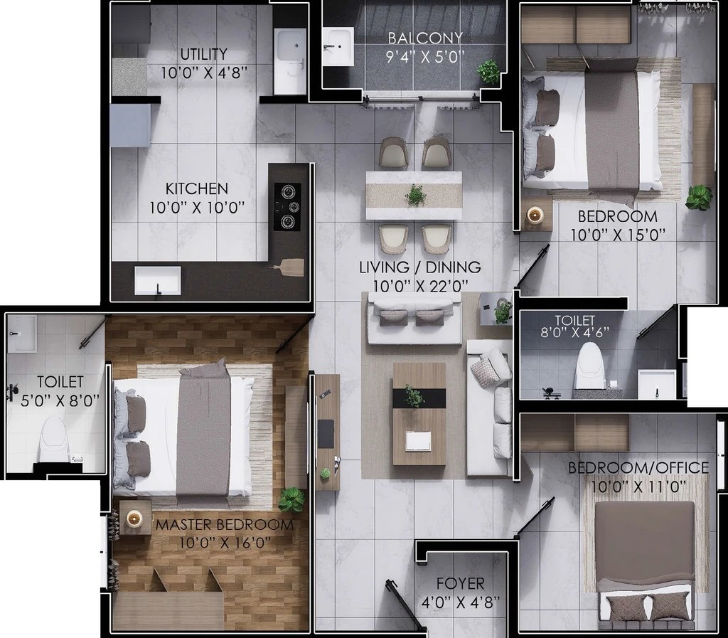 3 BHK Flat in Premier Aria Square in Kalapatti, Coimbatore - Image 914029