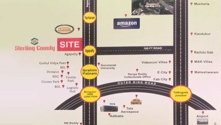 Location of SBD Sterling County in Ibrahimpatnam, Hyderabad - Image 394767