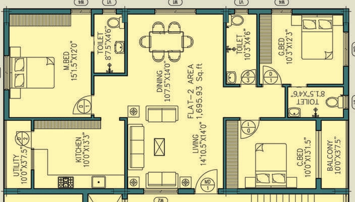 3 BHK Flat in GK Majestic in Yapral, Hyderabad - Image 914079
