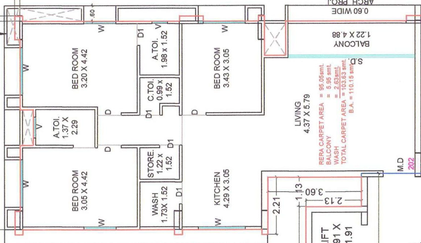 3 BHK Flat in Wellanta Homes in Masma, Surat - Image 914428