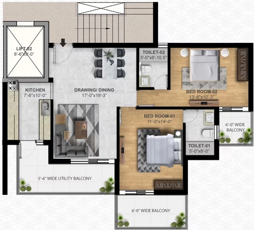 2 BHK Flat in SBP Montefiore in Zirakpur, Chandigarh - Image 914034
