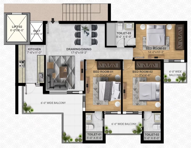 3 BHK Flat in SBP Montefiore in Zirakpur, Chandigarh - Image 914035