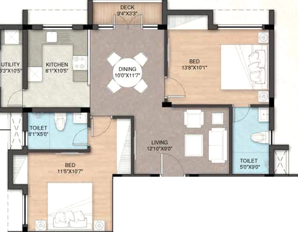2 BHK Flat in BBCL Evita in Perungudi, Chennai - Image 914037