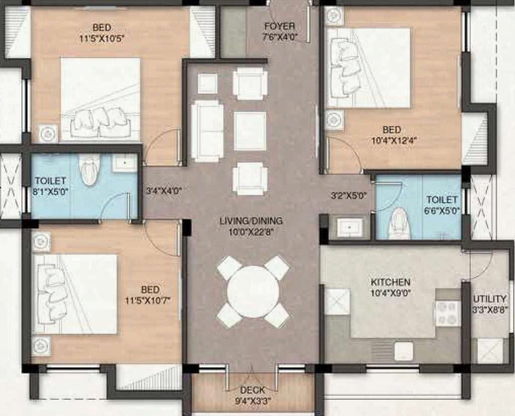 3 BHK Flat in BBCL Evita in Perungudi, Chennai - Image 914039