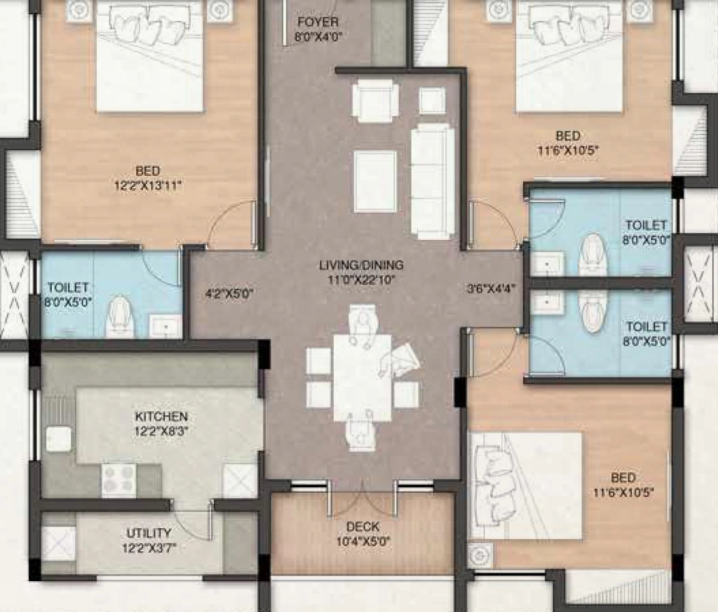 3 BHK Flat in BBCL Evita in Perungudi, Chennai - Image 914041