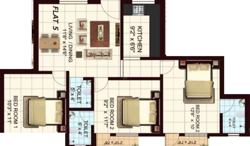 3 BHK Flat in Ubiqon Mabel in Siruseri, Chennai - Image 914070
