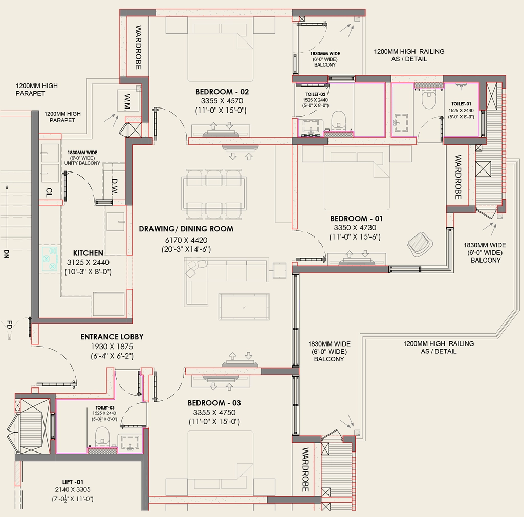 3 BHK Flat in Suncity Ultima in Zirakpur, Chandigarh - Image 914071