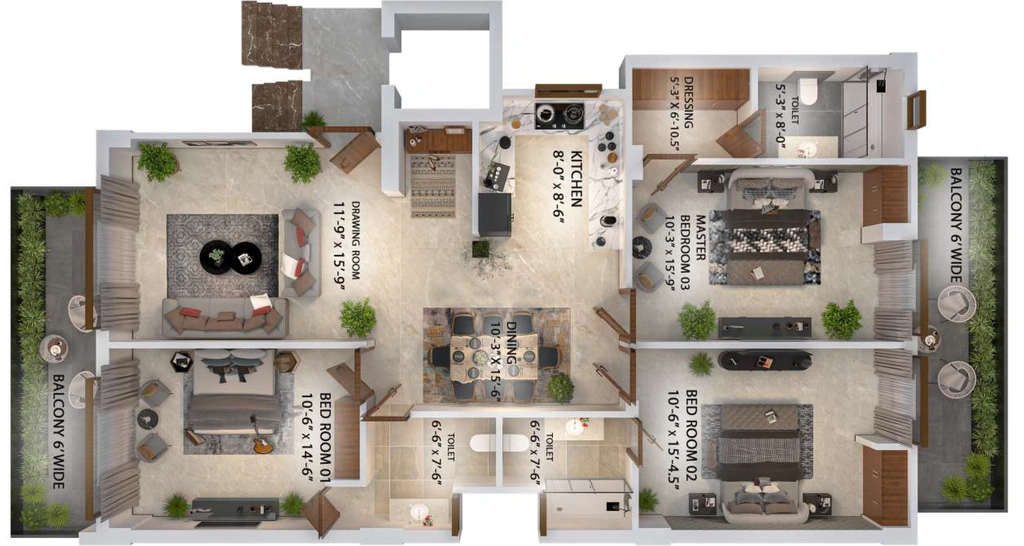 3 BHK Flat in Sunshine Homes in Zirakpur, Chandigarh - Image 914072