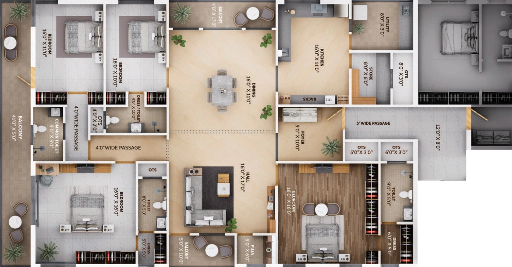 4 BHK Flat in Siyal South West Serenity in RS Puram, Coimbatore - Image 914141