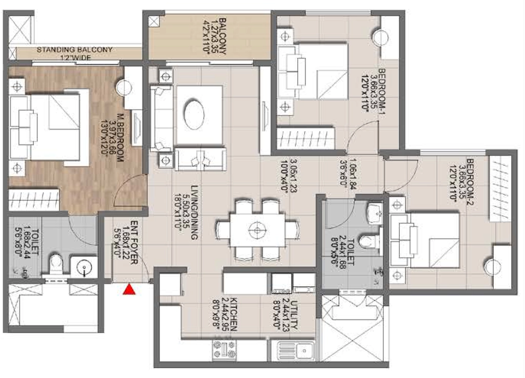 3 BHK Flat in Brigade Lumina in Tumkur Road, Bangalore - Image 914234