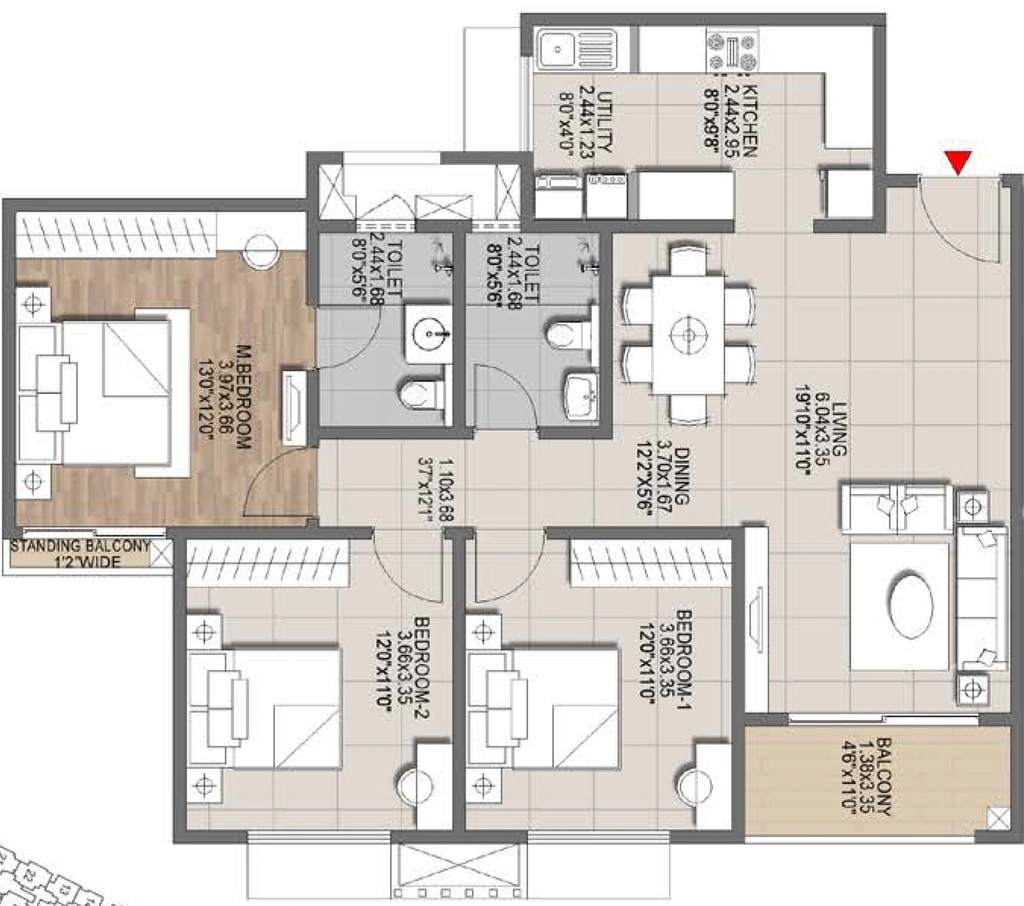 3 BHK Flat in Brigade Lumina in Tumkur Road, Bangalore - Image 914235