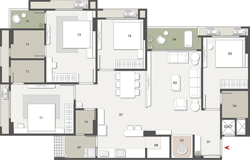 4 BHK Flat in Sun Mayfair in Godhavi, Ahmedabad - Image 914188