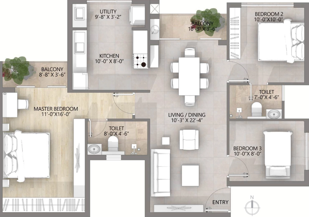 3 BHK Flat in Renaatus Varam in Kalapatti, Coimbatore - Image 914262