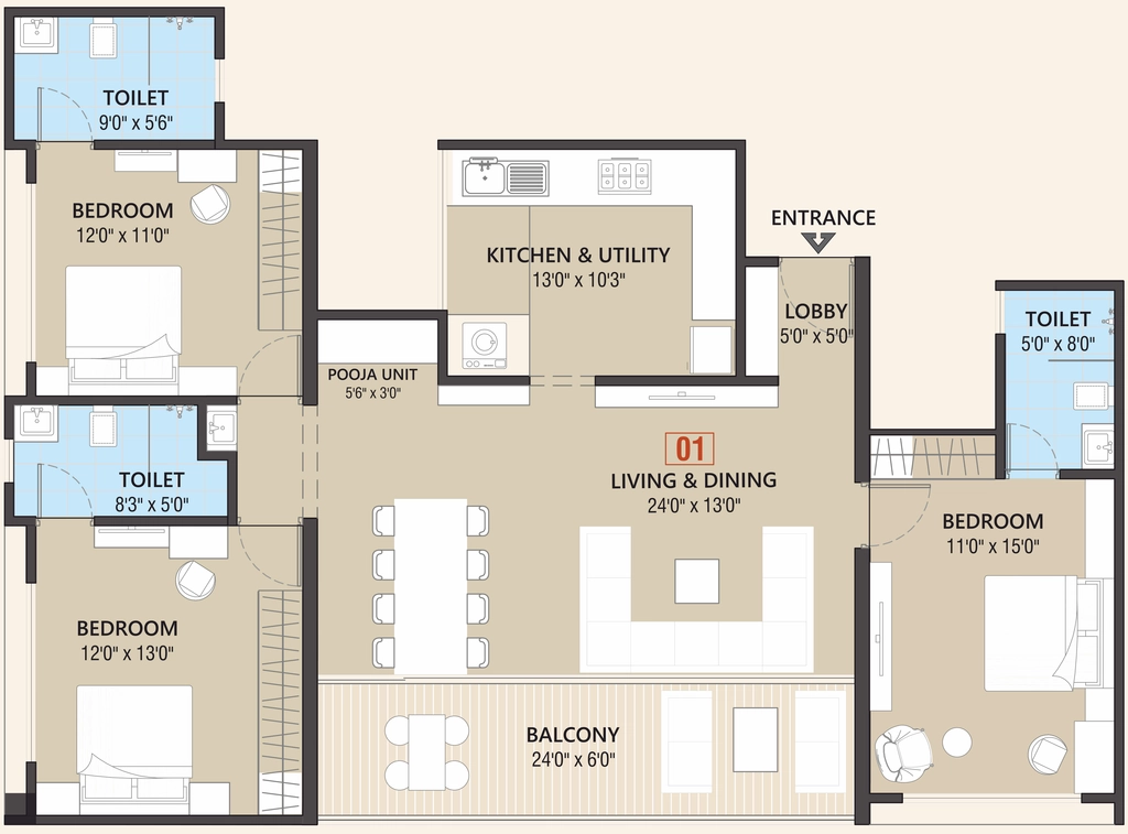 3 BHK Flat in Iconic 5 Senses Ilife in Mohammed Wadi, Pune - Image 914510