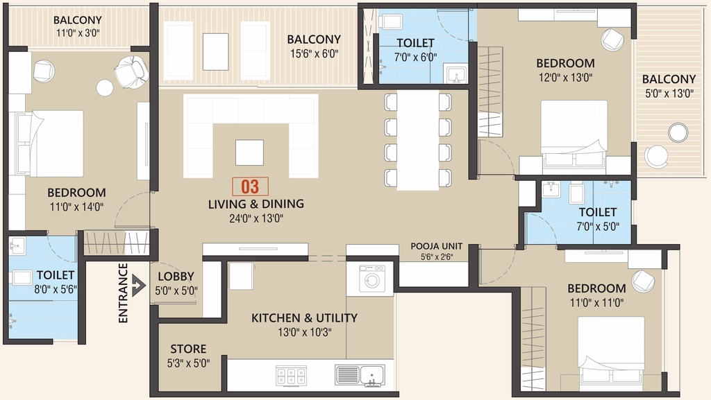 3 BHK Flat in Iconic 5 Senses Ilife in Mohammed Wadi, Pune - Image 914511