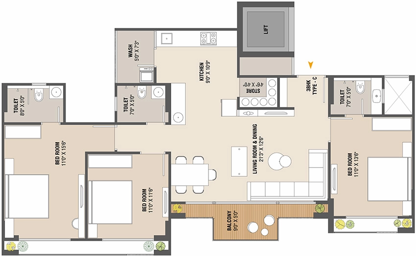 3 BHK Flat in Swarnim 18 in Bapunagar, Ahmedabad - Image 914264