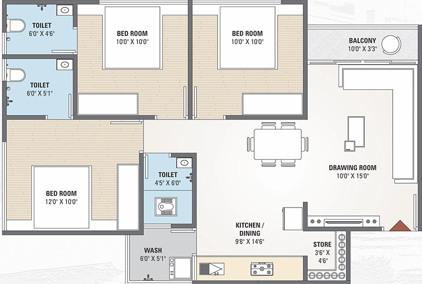 3 BHK Flat in Vega Shyam One 15 in Vastral, Ahmedabad - Image 914297