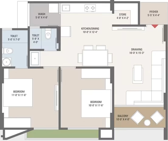 2 BHK Flat in Vishv The Glory in Nava Naroda, Ahmedabad - Image 914307