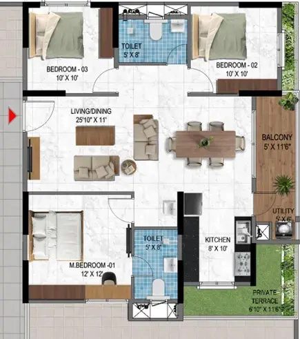 3 BHK Flat in Mythri Sikharam in Sarjapur Road, Bangalore - Image 914495