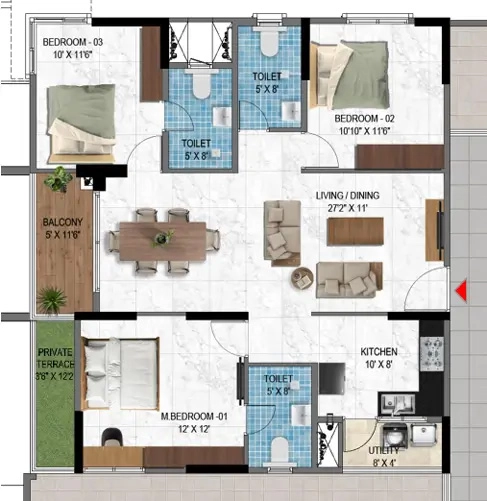 3 BHK Flat in Mythri Sikharam in Sarjapur Road, Bangalore - Image 914496