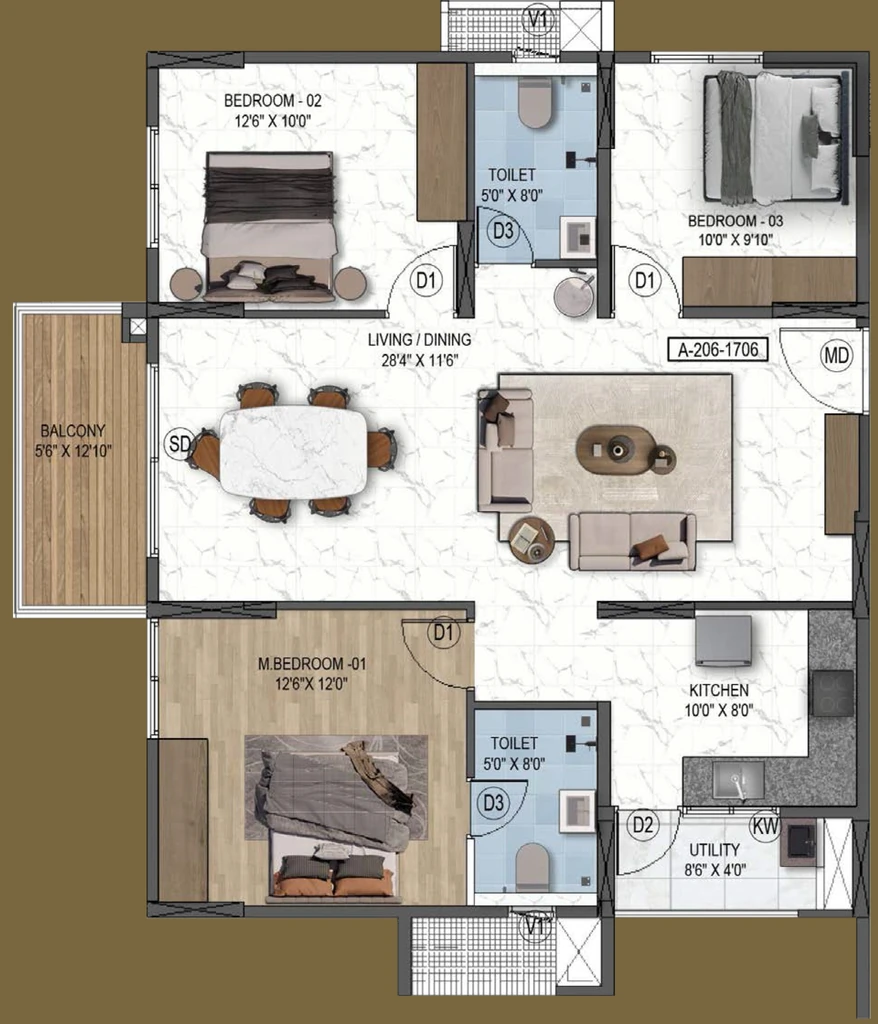 3 BHK Flat in Mythri Sity in Sarjapur Road, Bangalore - Image 914498