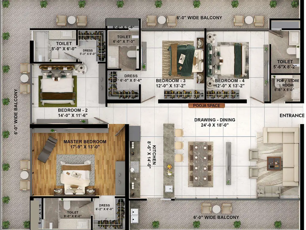 4 BHK Flat in SLPB Sky Touch in Zirakpur, Chandigarh - Image 914408