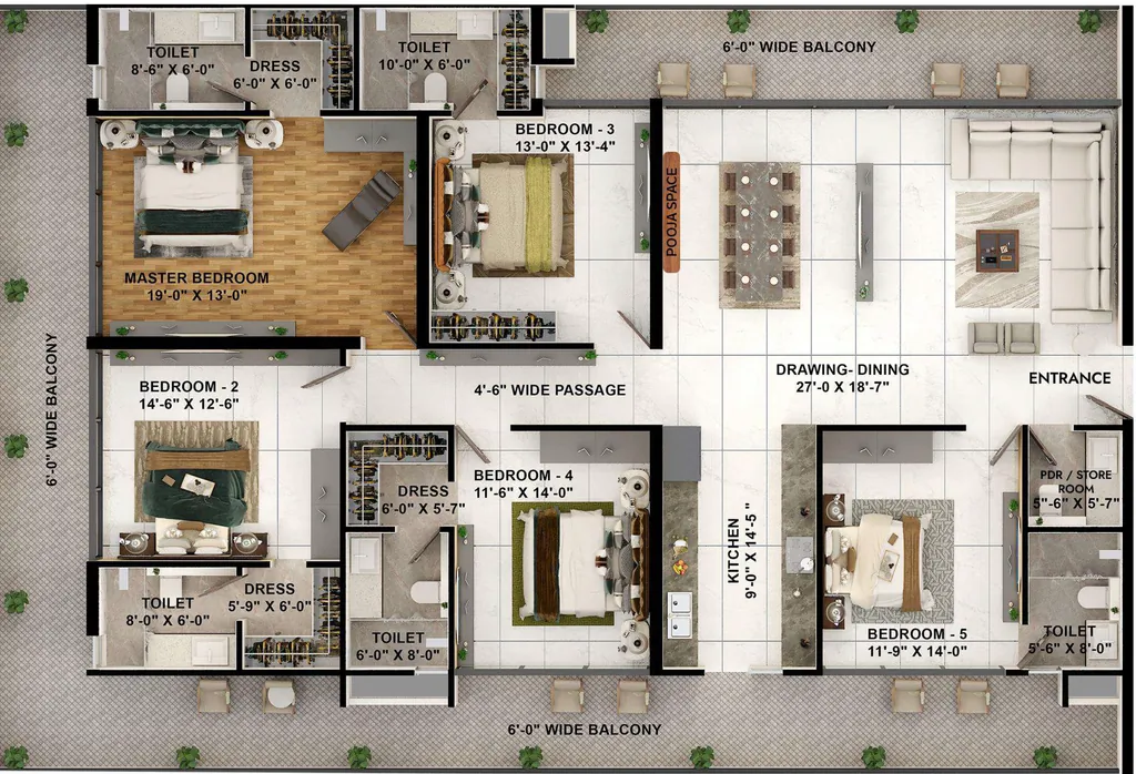 5 BHK Flat in SLPB Sky Touch in Zirakpur, Chandigarh - Image 914410