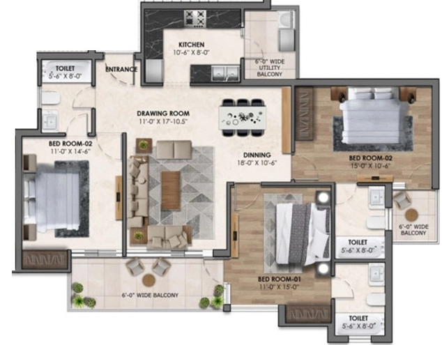 3 BHK Flat in Meydan The Vibe in Zirakpur, Chandigarh - Image 914411