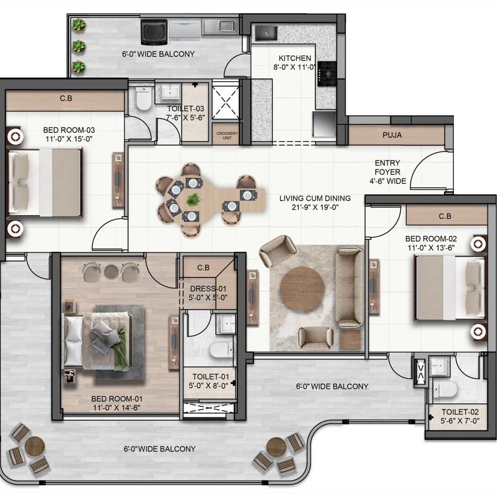 3 BHK Flat in Vista Palencia in Zirakpur, Chandigarh - Image 914423
