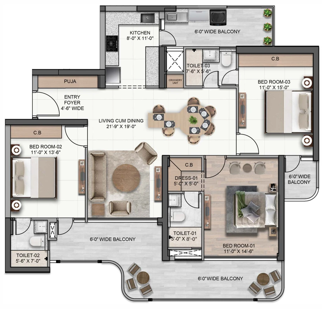 3 BHK Flat in Vista Palencia in Zirakpur, Chandigarh - Image 914424