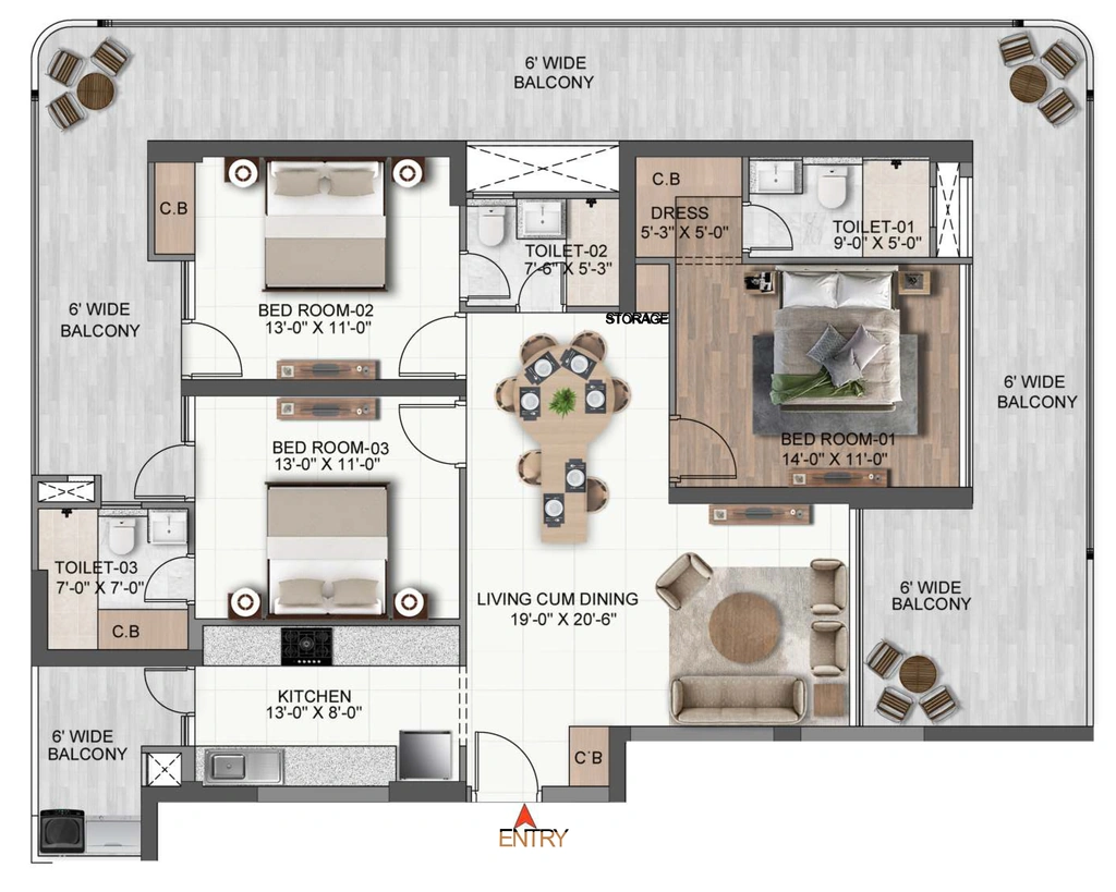 3 BHK Flat in Vista Palencia in Zirakpur, Chandigarh - Image 914425
