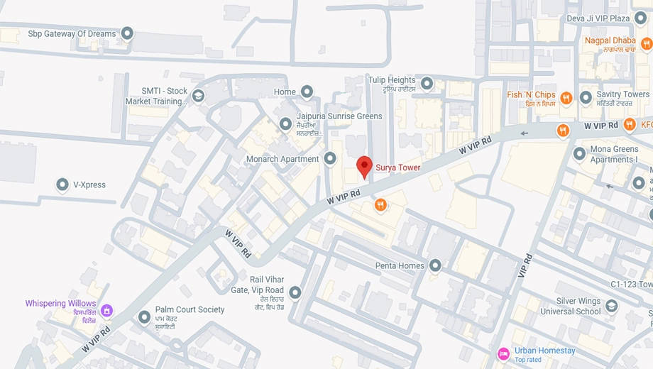 Location of Surya Towers in Zirakpur, Chandigarh - Image 394865