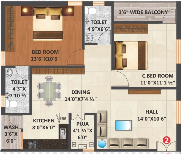 2 BHK Flat in KVSS Srinivasa Nilayam in Medachal, Hyderabad - Image 914451